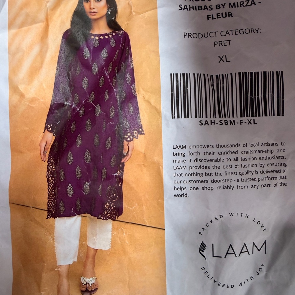 New XL Pakistani Designer Purple Dress - Picture 9 of 10